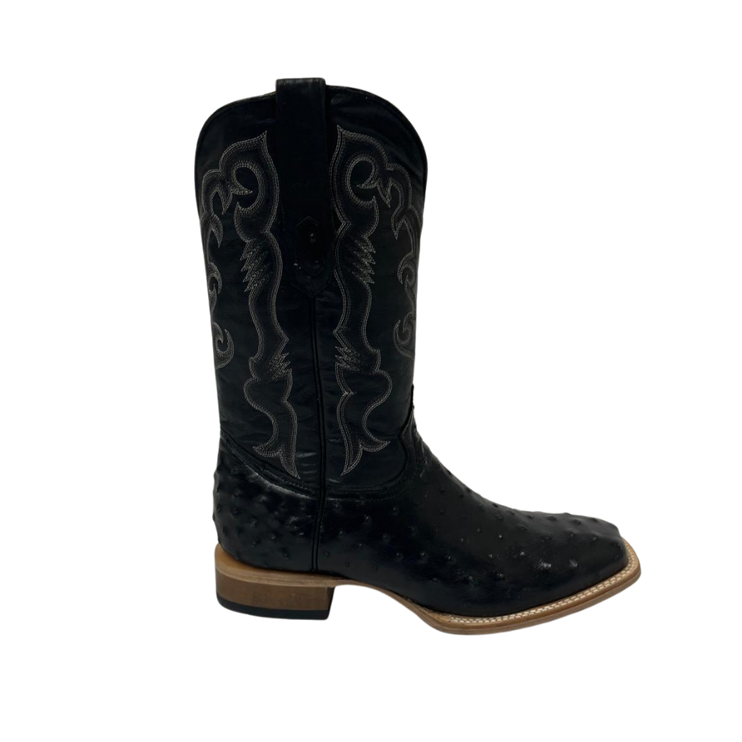 Boot Jack Men's Black Ostrich Square Toe Boots