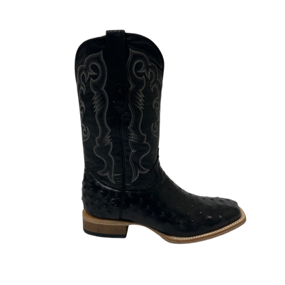 Boot Jack Men's Black Ostrich Square Toe Boots