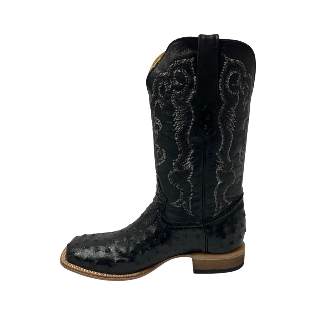 Boot Jack Men's Black Ostrich Square Toe Boots