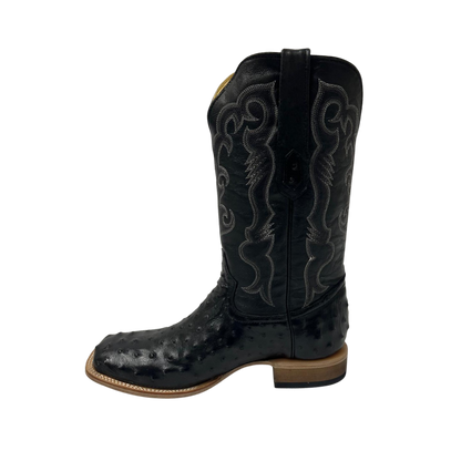 Boot Jack Men's Black Ostrich Square Toe Boots