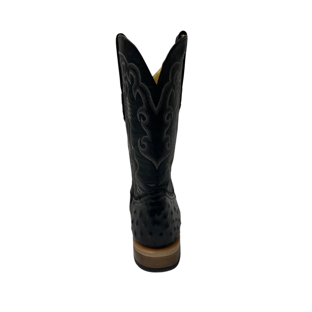 Boot Jack Men's Black Ostrich Square Toe Boots