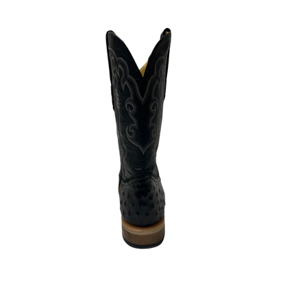 Boot Jack Men's Black Ostrich Square Toe Boots
