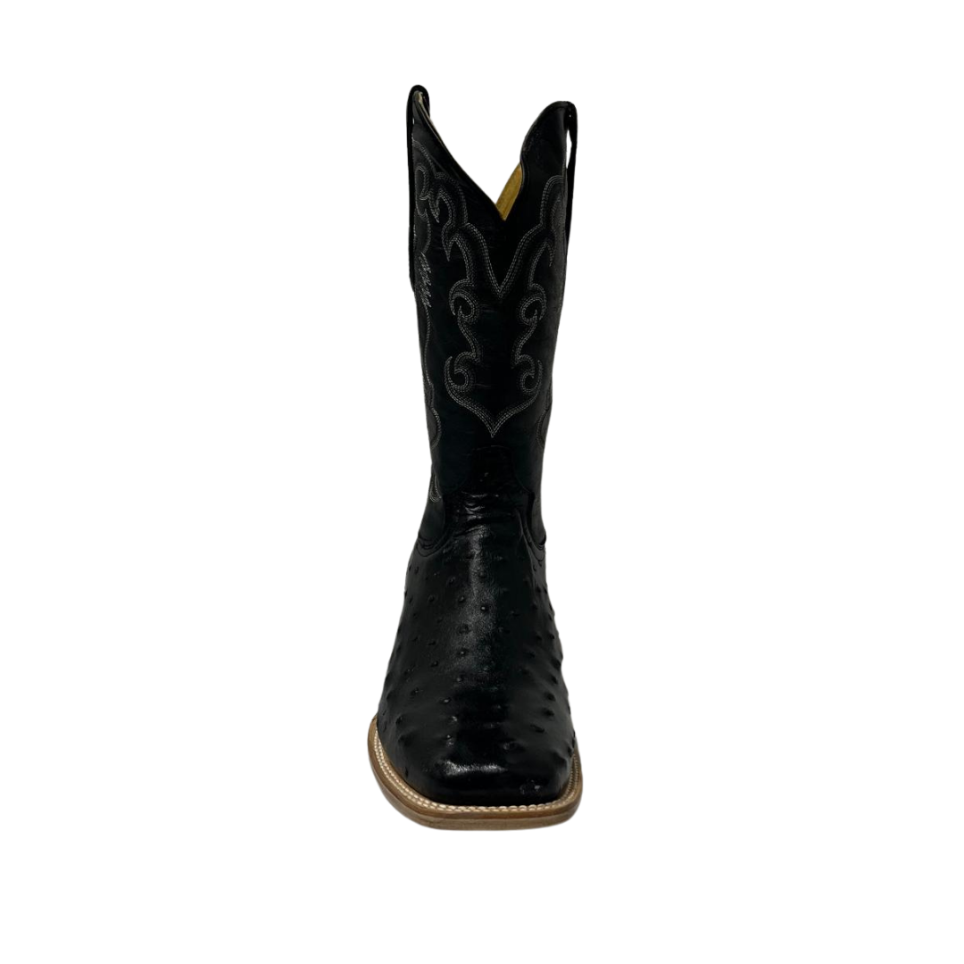 Boot Jack Men's Black Ostrich Square Toe Boots