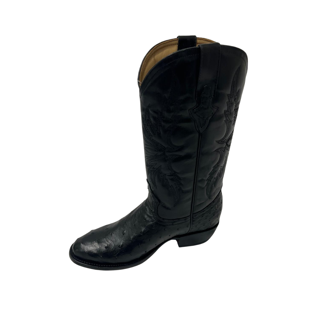 Pecos Bill Men's Black Ostrich Private Label Round Toe Boots