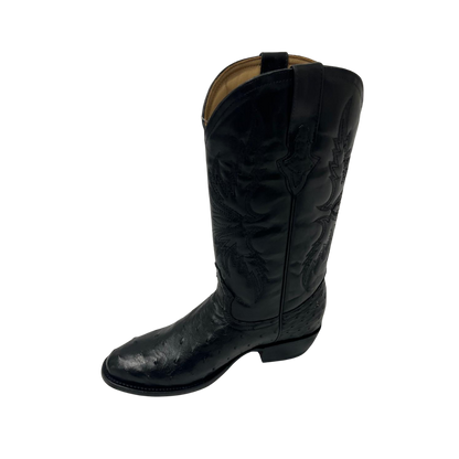 Pecos Bill Men's Black Ostrich Private Label Round Toe Boots