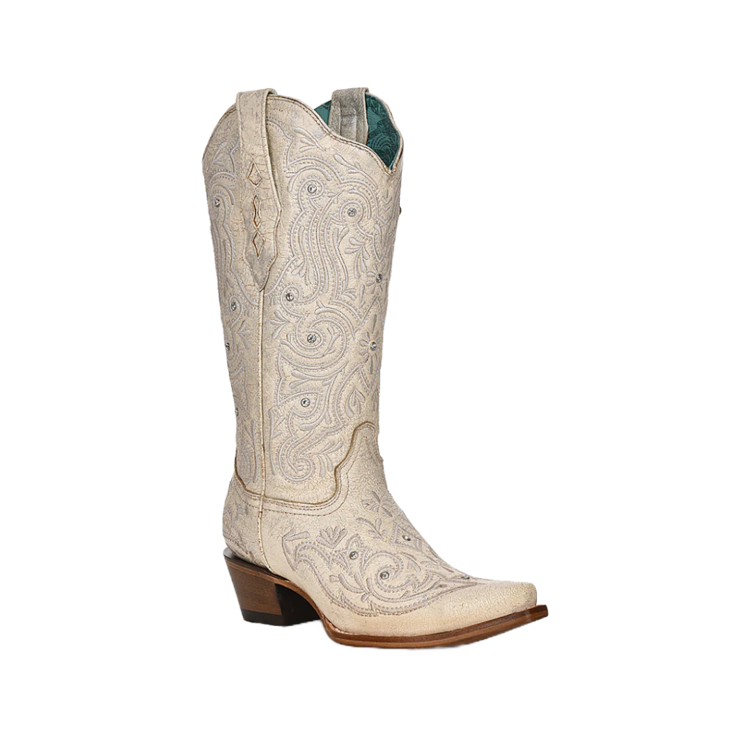 Corral Women's Embroidery Crystals Bone Grey Boots