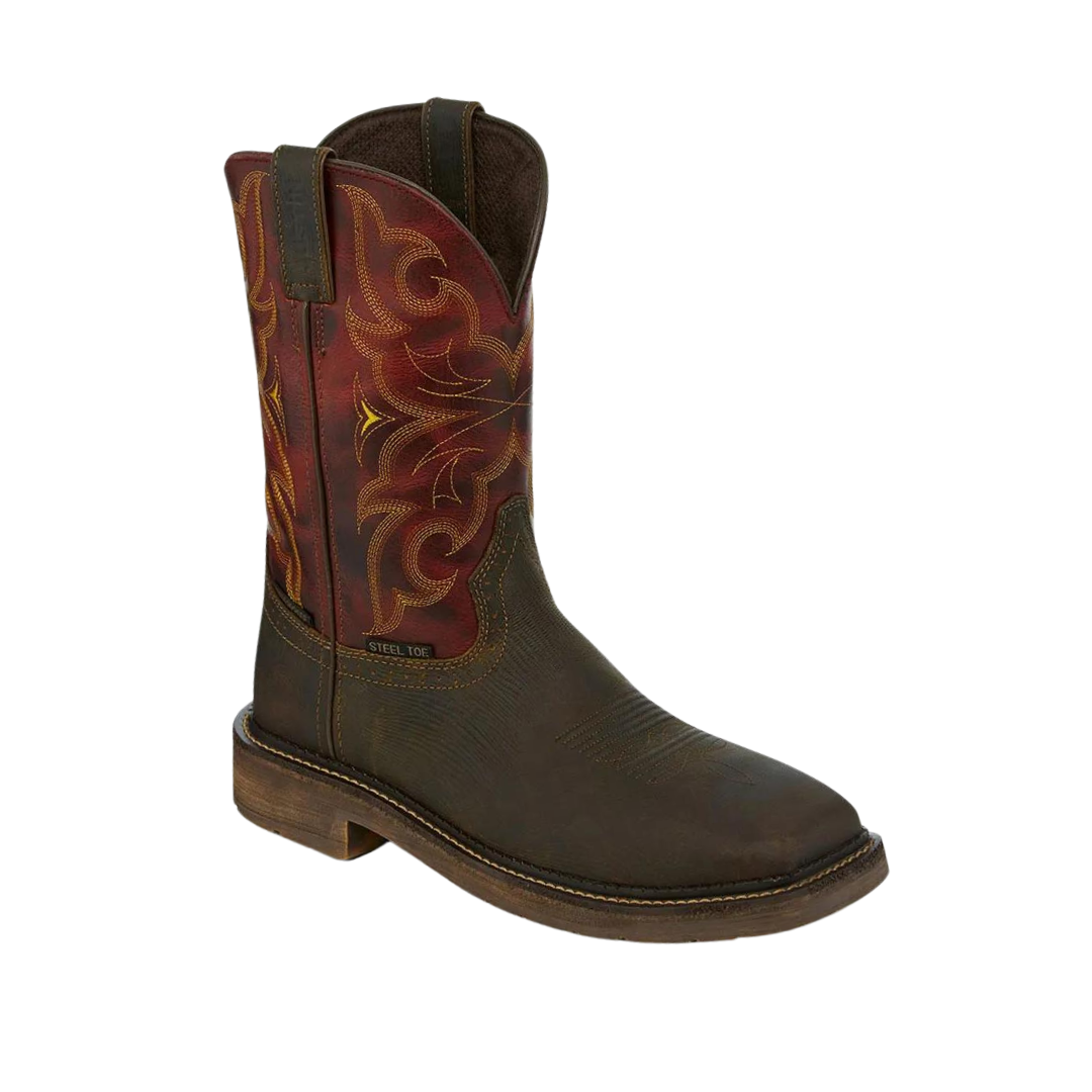 Justin Men's Steel Work Dark Brown Boots