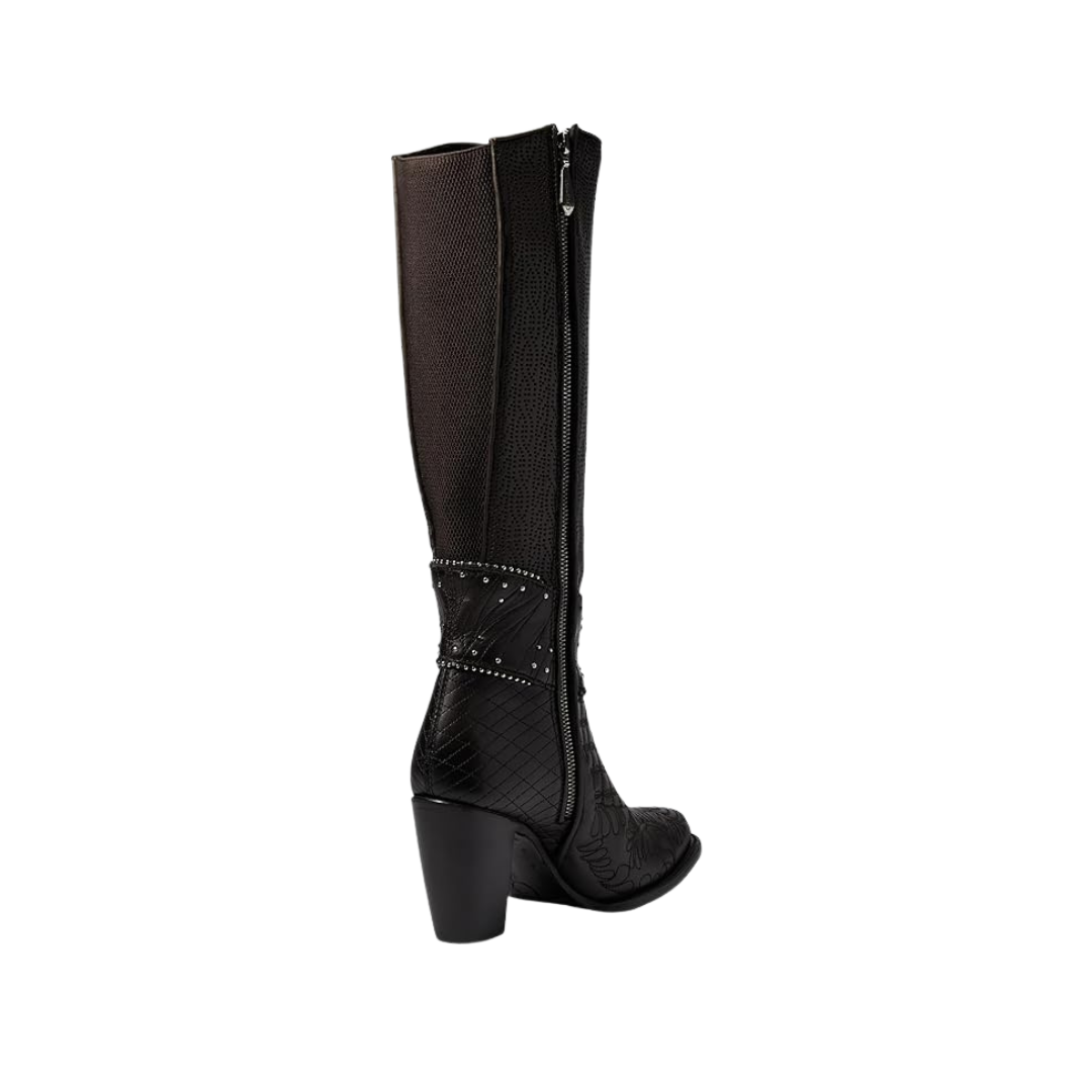 Cuadra Women's Embroidered Dark Brown Leather Boot