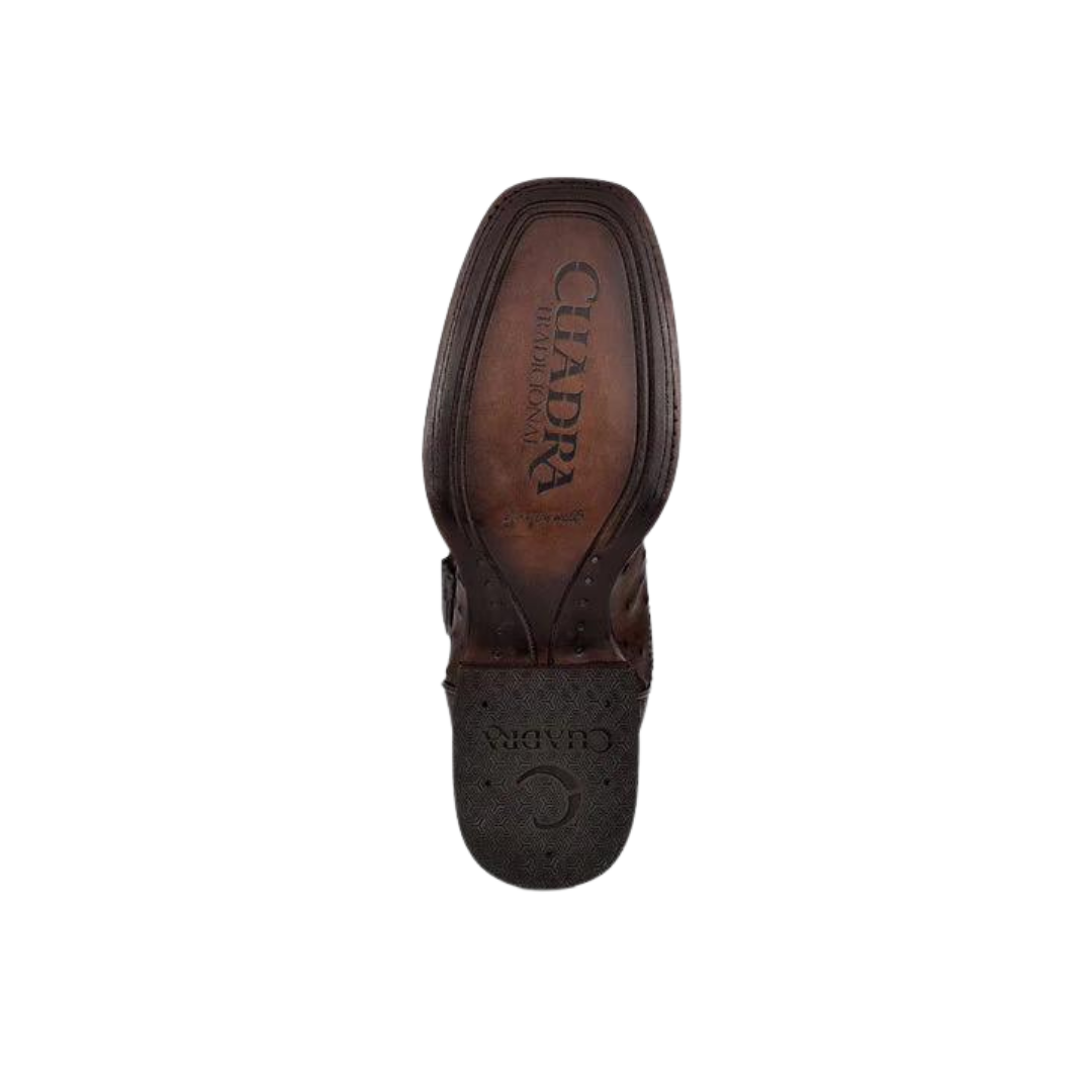 Cuadra Men's Brown Ostrich Laser & Embroidery Square Toe Boot