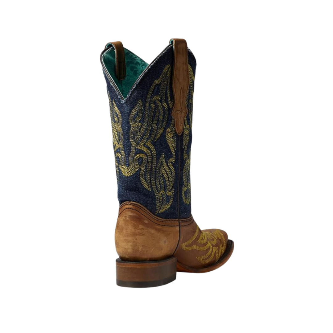 Corral Women's Denim Square Toe Western Brown Boots