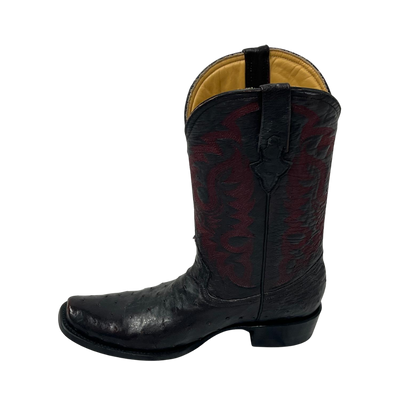 Pecos Bill Men's Ostrich Black & Red Boots
