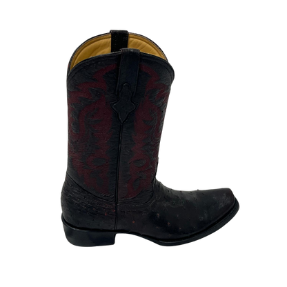 Pecos Bill Men's Ostrich Black & Red Boots