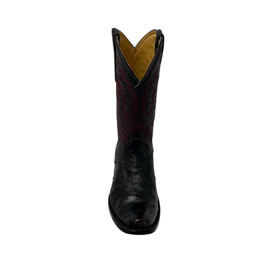 Pecos Bill Men's Ostrich Black & Red Boots