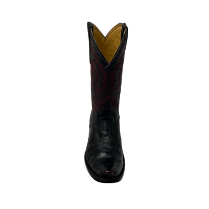 Pecos Bill Men's Ostrich Black & Red Boots