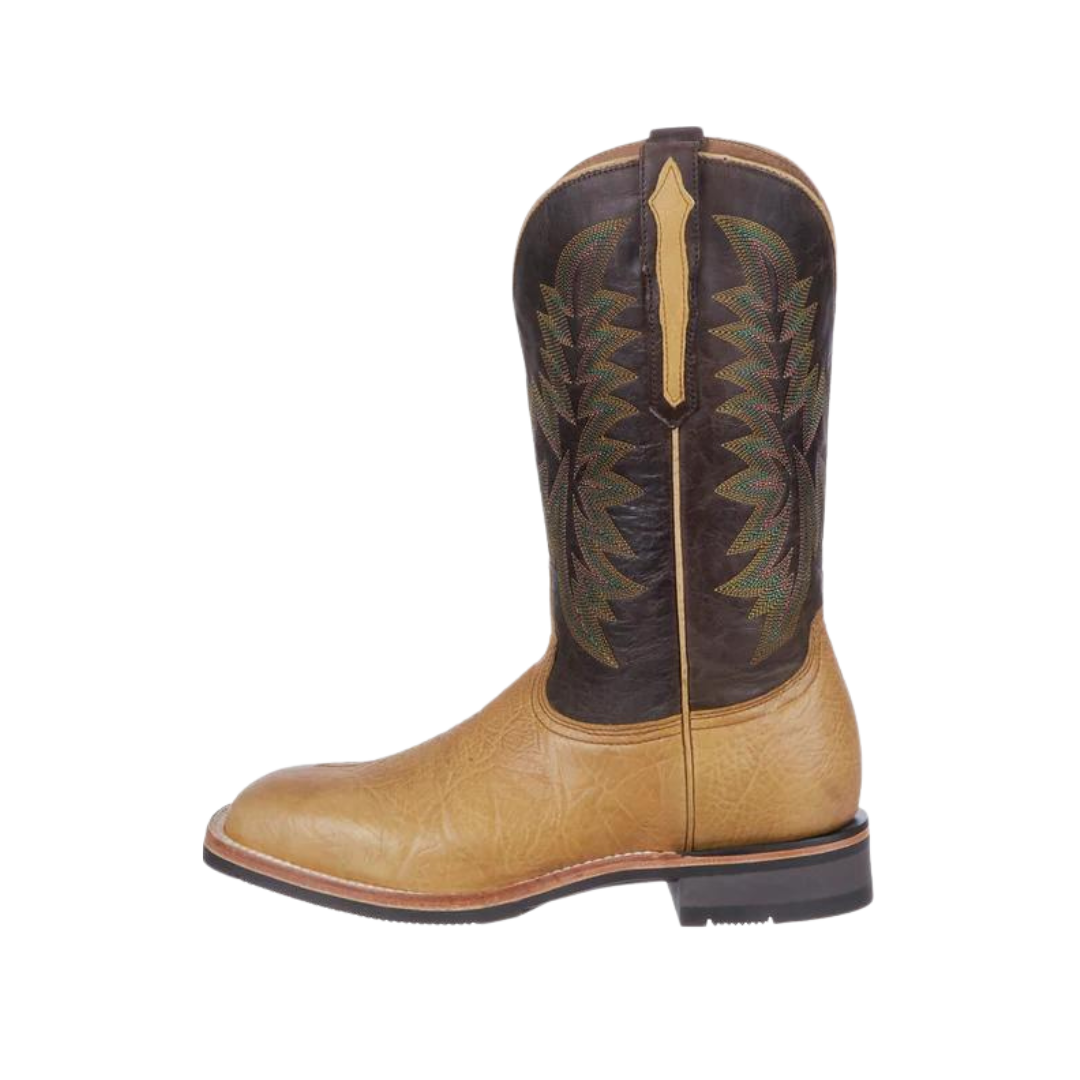Lucchese Men's Rudy Cowhide Tan Chocolate Boots