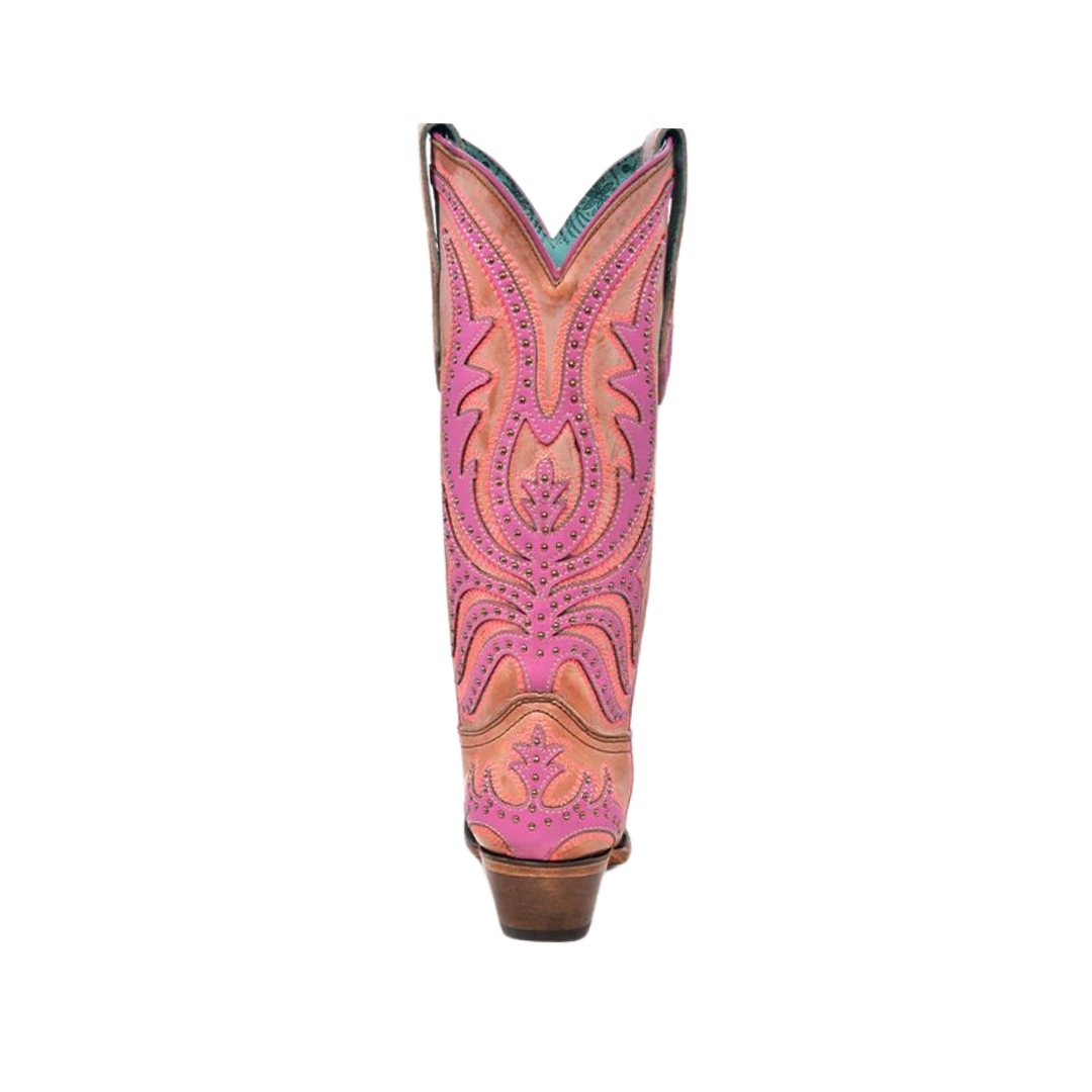 Corral Women's Neon Overlay Fluorescent Embroidery Pink Boots