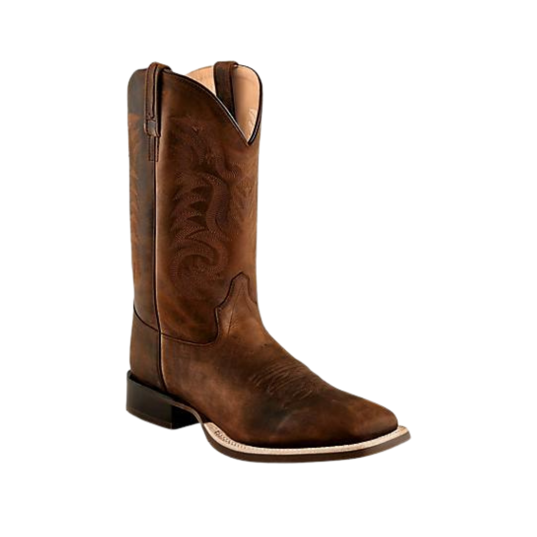 Old West Men's Broad Square Toe Brown Boots