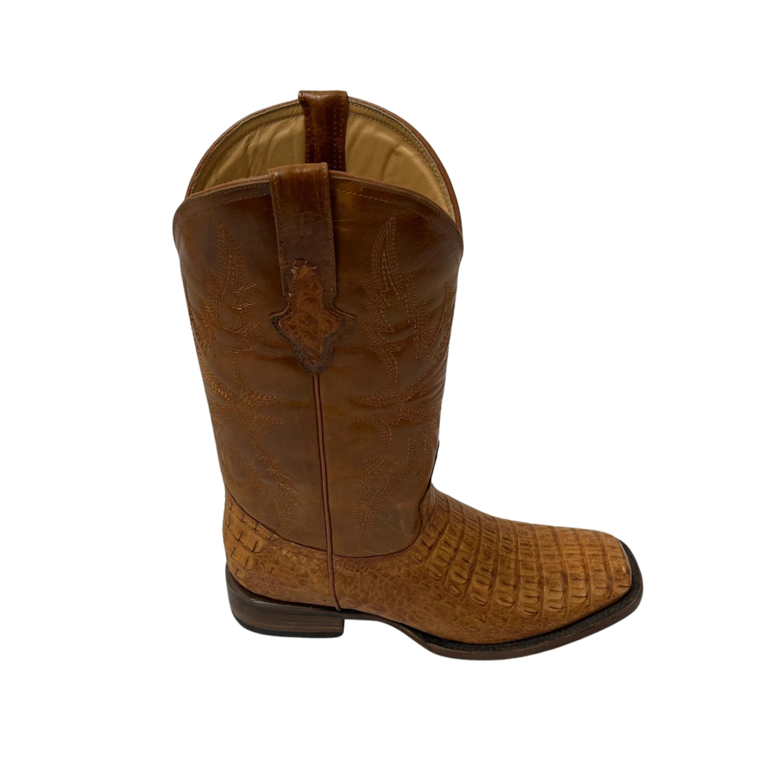 Pecos Bill Men's Cognac Caiman Lomo Square Toe Boots