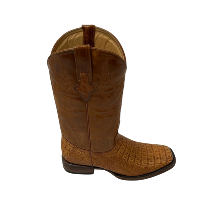 Pecos Bill Men's Cognac Caiman Lomo Square Toe Boots