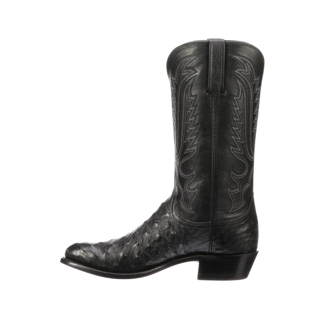 Lucchese Men’s Luke Full Quill Ostrich Black Boots