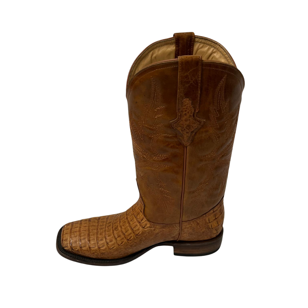 Pecos Bill Men's Cognac Caiman Lomo Square Toe Boots