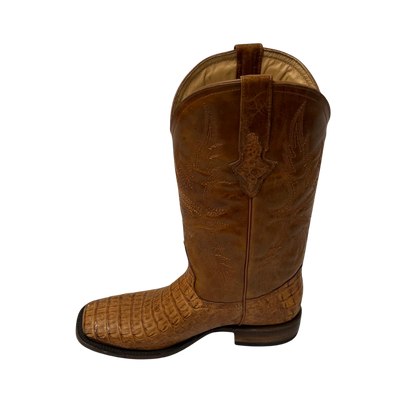 Pecos Bill Men's Cognac Caiman Lomo Square Toe Boots
