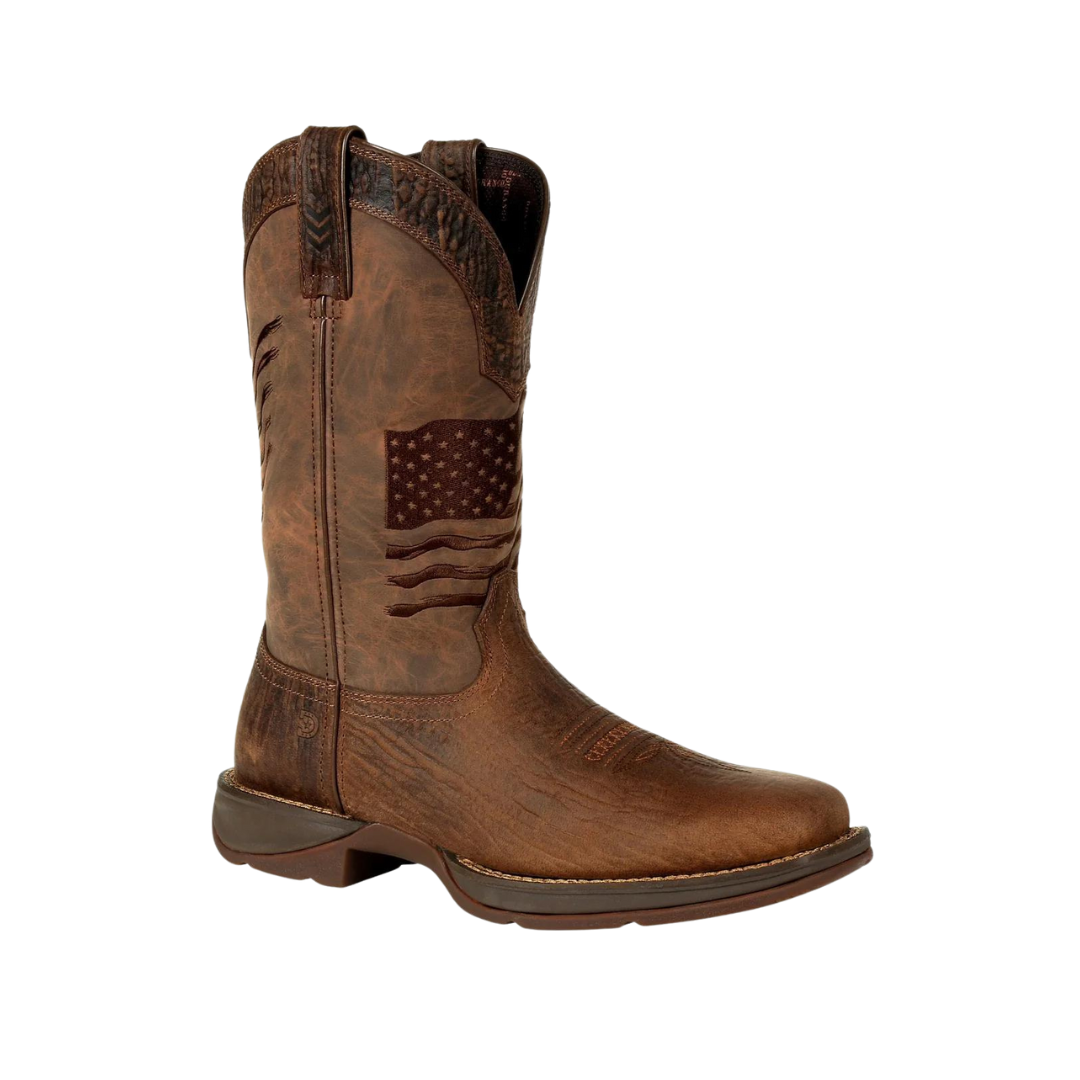 Rocky Boot Rebel Durango Men's Brown Distressed Flag Embroidery Boot