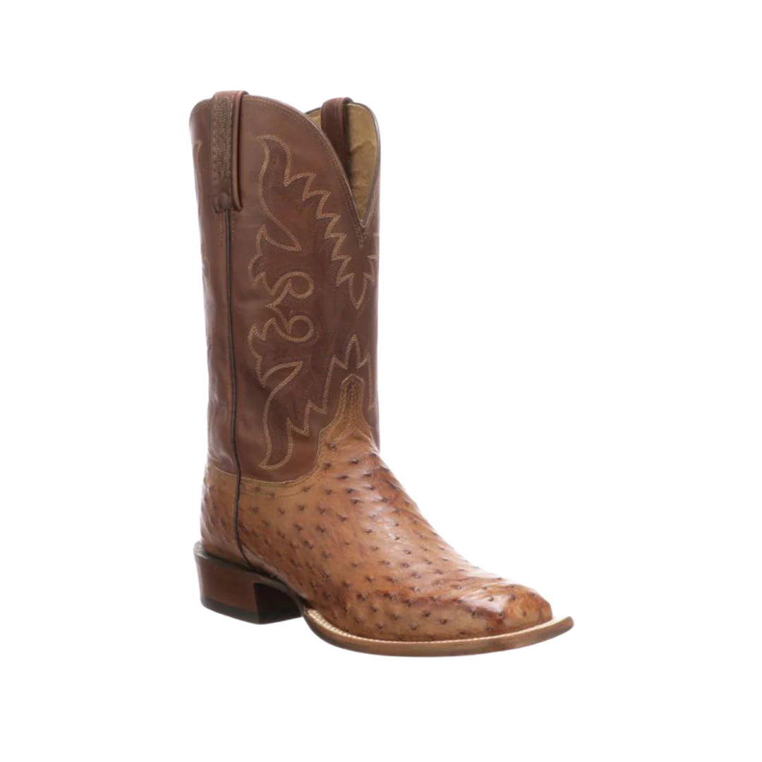 Lucchese Men's Harmon Barnwood Ostrich Brown Boots