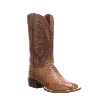 Lucchese Men's Harmon Barnwood Ostrich Brown Boots