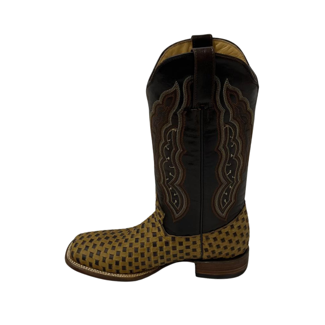 Pecos Bill Women's Checkered Square Toe Cafe Boots