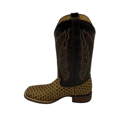Pecos Bill Women's Checkered Square Toe Cafe Boots