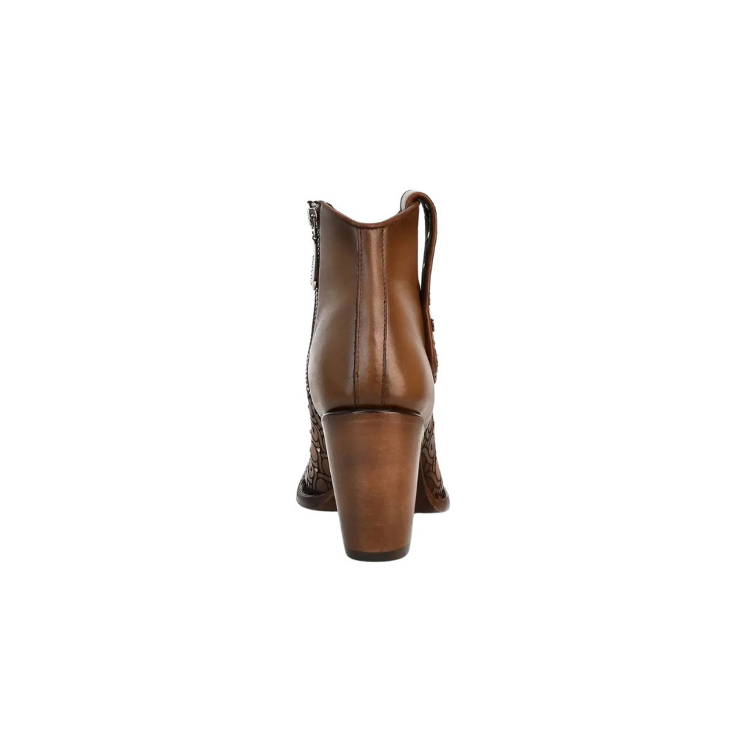 Cuadra Women's Maple Laser & Crystals & Studs Brown Bootie