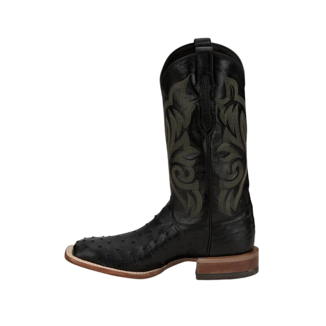 Justin Men s Pascoe Black Ostrich Boots Premium Leather Comfort Technology