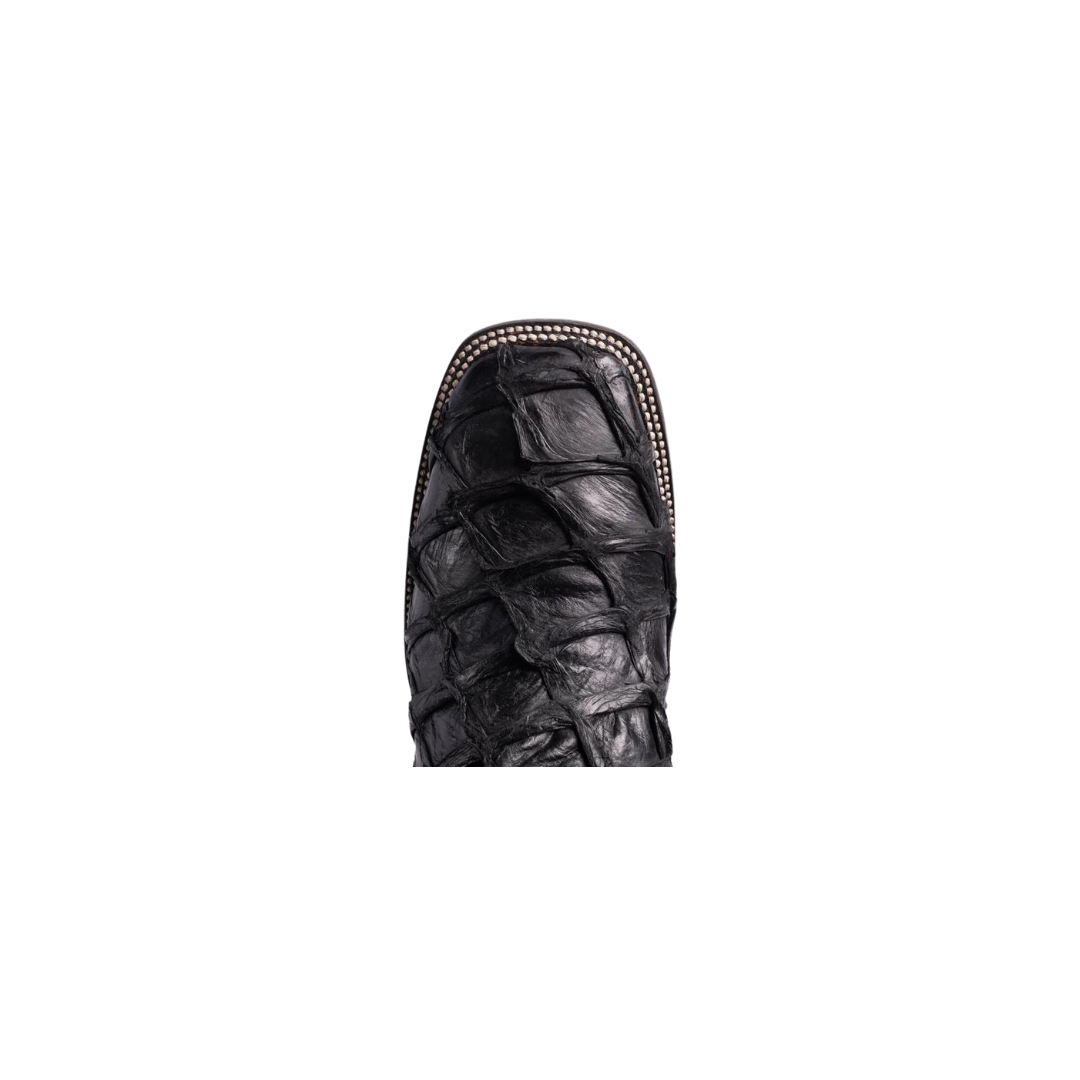 Cuadra Men's Black Glazed Fish Pirarucu Laser & Woven Boot