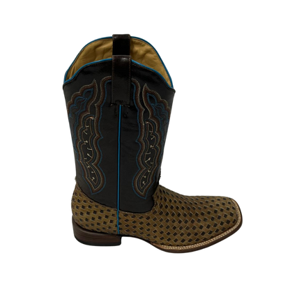 Pecos Bill Women's Square Toe Turquoise Accent Boots
