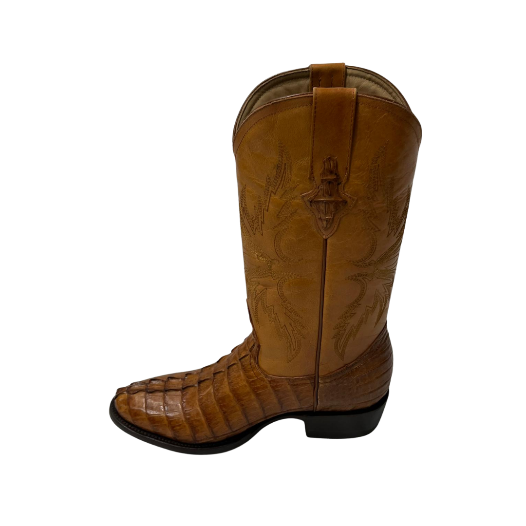Pecos Bill Men's Cognac Caiman Round Toe Boots