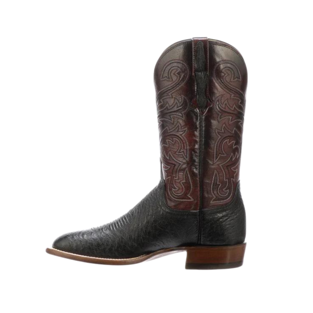 Lucchese Men's Lance Ostrich Black Boots