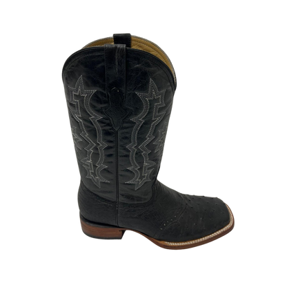 Pecos Bill Men's Full Quill Ostrich Smooth Vamp Black Boots
