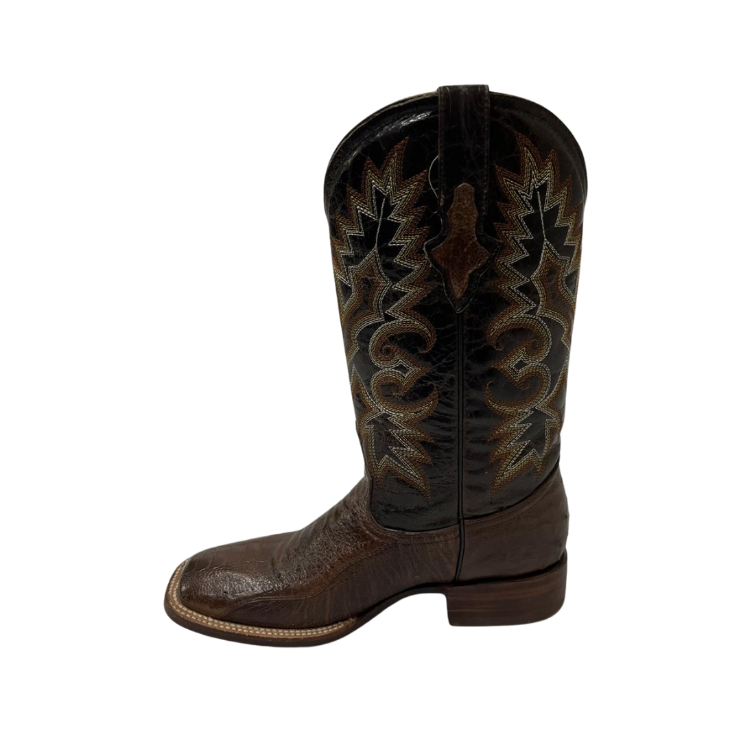 Pecos Bill Men's Ostrich Leg Square Toe Brown Boots
