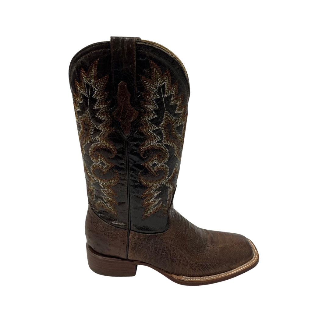 Pecos Bill Men's Ostrich Leg Square Toe Brown Boots