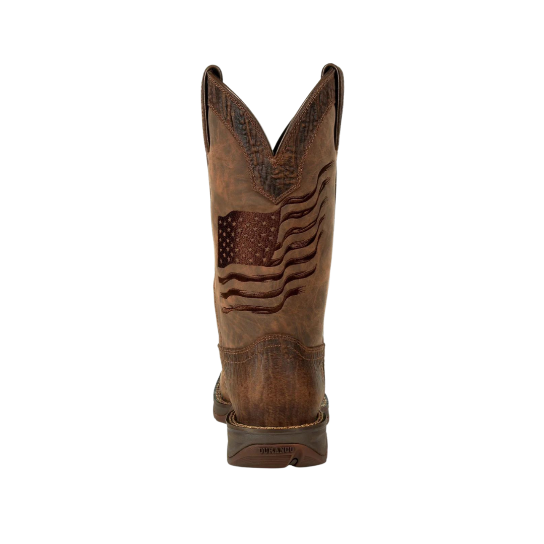 Rocky Boot Rebel Durango Men's Brown Distressed Flag Embroidery Boot