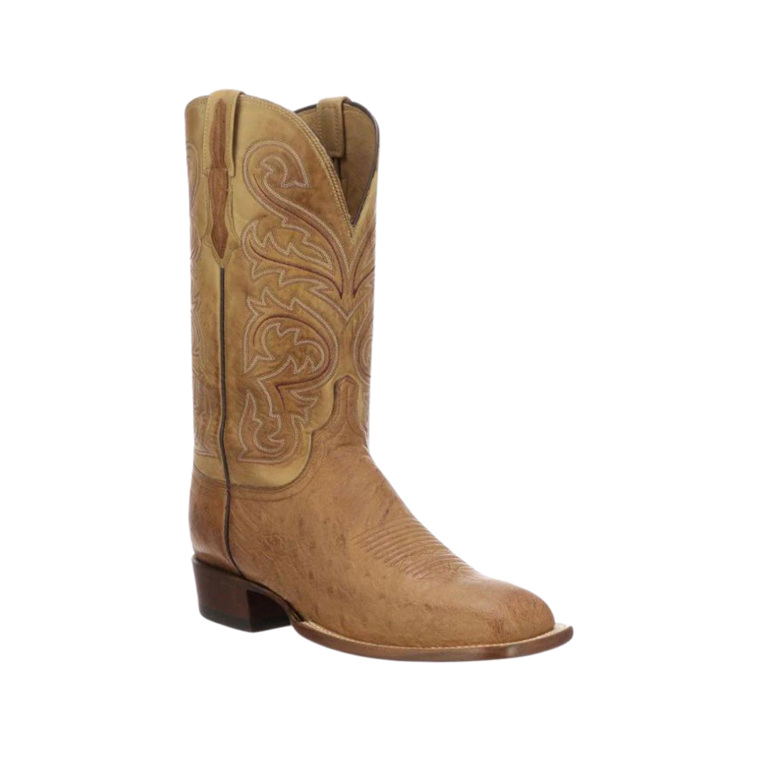 Lucchese Men’s Ostrich Square Toe Lance Brown Boots