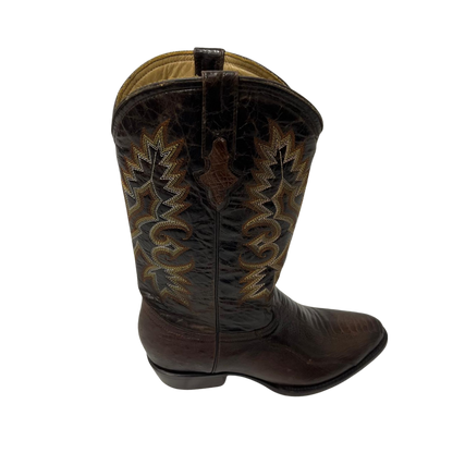 Pecos Bill Men's Ostrich Leg Round Toe Brown Boots