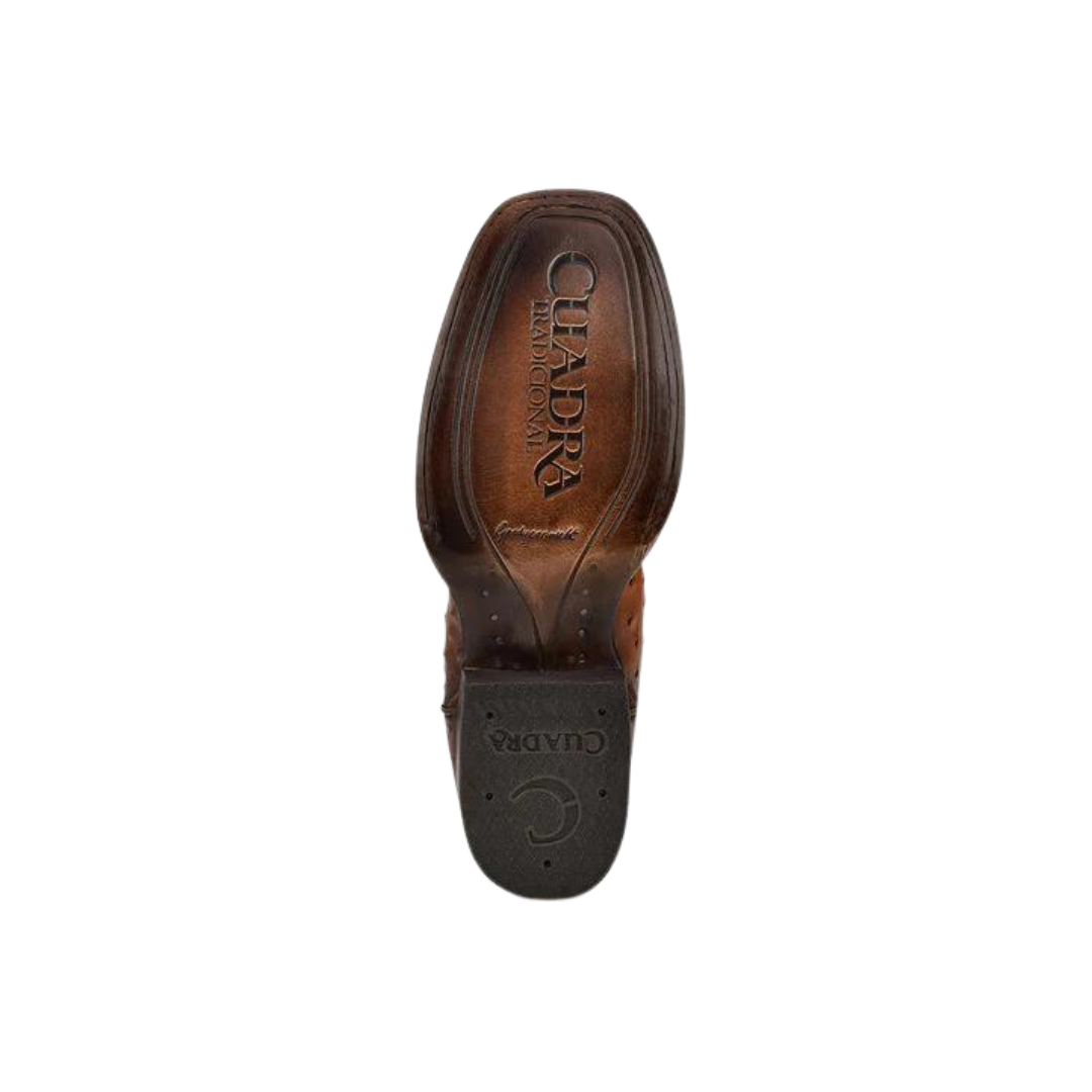 Cuadra Men's Brown Ostrich Laser & Embroidery Square Toe Boot
