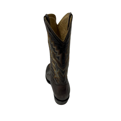 Pecos Bill Men's Ostrich Leg Round Toe Brown Boots