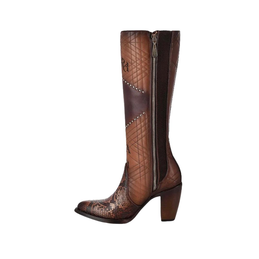 Cuadra Women's Python Brown Laser Engraved Boot