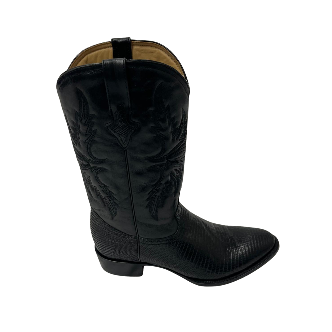 Pecos Bill Men's Black Lizard Round Toe Boots