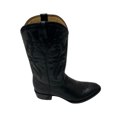 Pecos Bill Men's Black Lizard Round Toe Boots