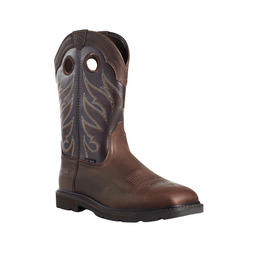 Ariat Men's Groundwork Wide Steel Toe Work Brown Boots