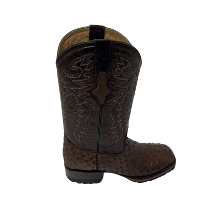 Pecos Bill Men's Full Quill Ostrich Vamp Brown Boots